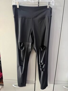 High-Waist Black Ripped Leggings